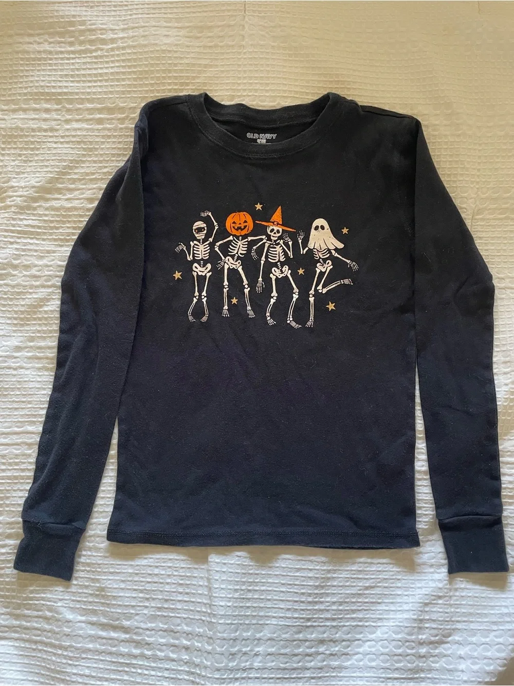 Black Skeletons & Pumpkin Kids Halloween Pajama Set XL